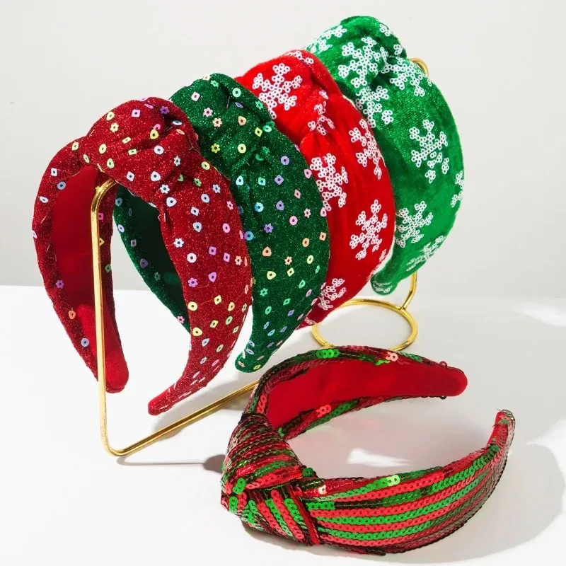 

Christmas Headband Personality Wide Edge Sequin Headband Festive New Year Party Hair Accessories Christmas Girls Ornaments