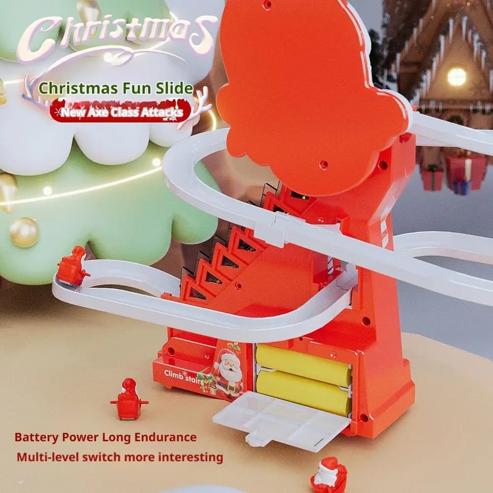 Santa Climbing Stairs Toy, Electric Slide Santa Toy With Light And Music Toy Christmas Toys For Boys Girls Toddler Children