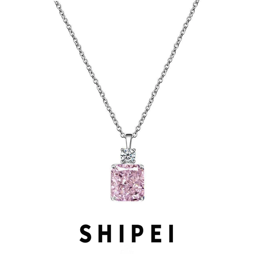 

SHIPEI 925 Sterling Silver Crushed Ice Cut 8.5CT Pink Sapphire Citrine Aquamarine Gemstone Women Necklace Pendant Fine Jewelry