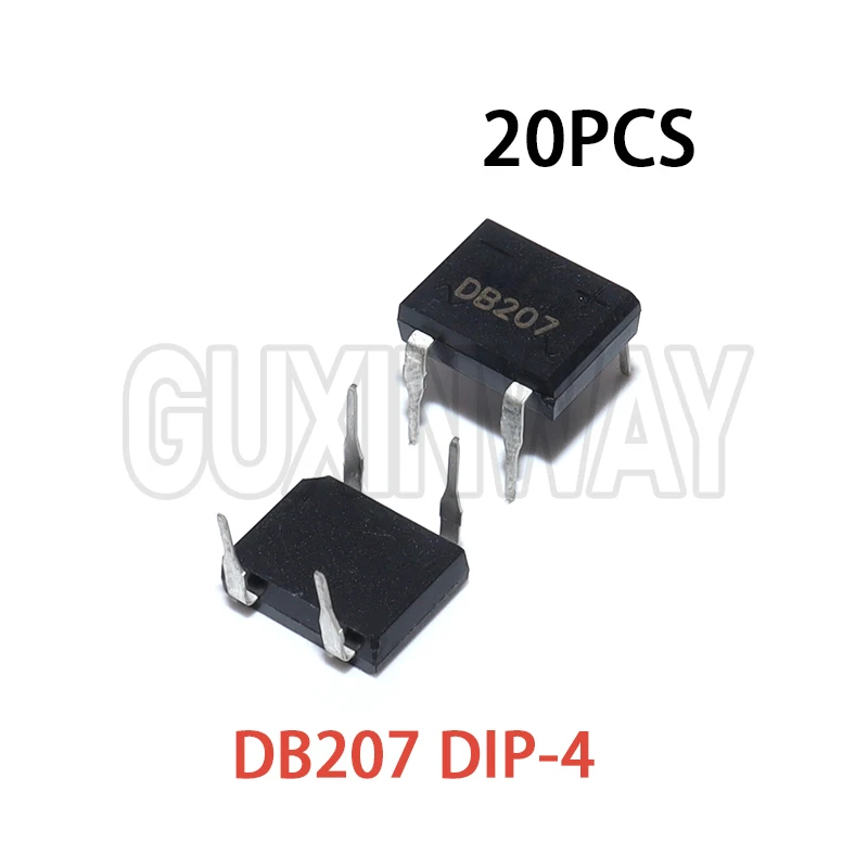 20PCS DB207 Bridge Rectifier DIP4 1000V 2A DB207S Power Diode Rectifiers
