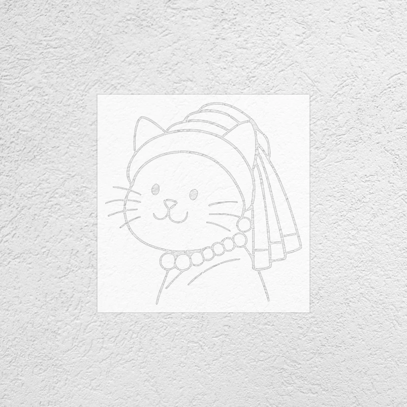 31cm - 51cm Stencil Wall Decor For Painting Plaster Template To Paint Decorative Nursery Cute Cat Girl With A Pearl Earring S592