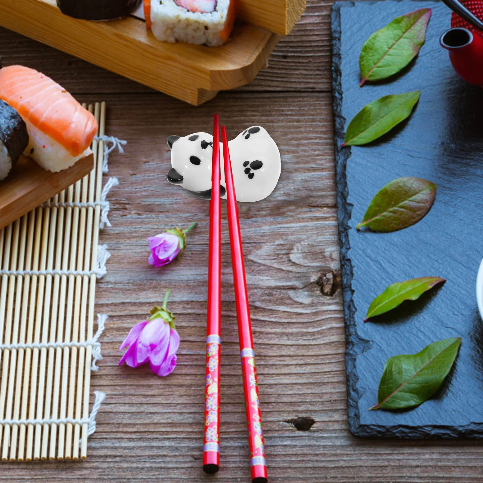 

4Pcs Panda Shape Ceramic Chopstick Holder Chopstick Stand Multifunctional Dining Table Cutlery Organizer