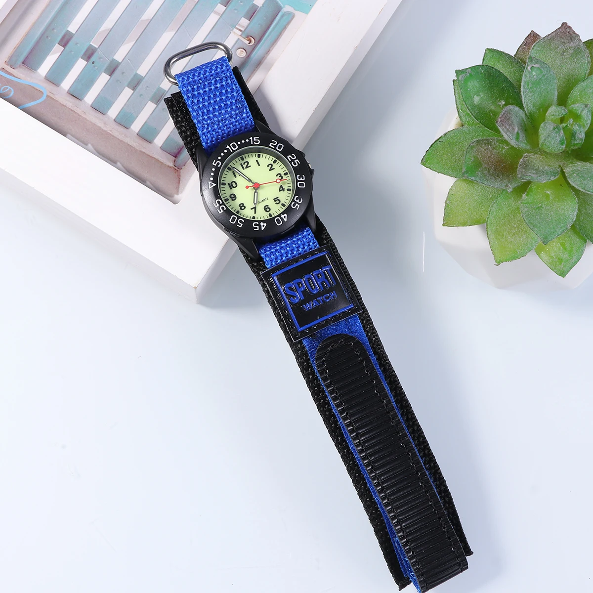 Children Watch Blue Nylon Band Quartz Waterproof Time Date Display Cute Unisex Kids Birthday Gift Favors