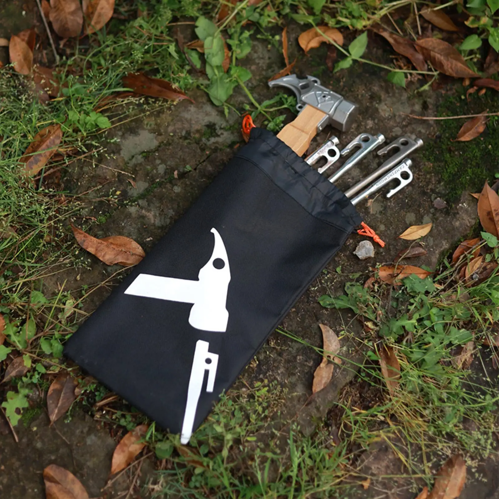 Tent Stake Bag Ground Nail Stakes Bag Oxford Cloth Drawstring Pouch Ground Nail Storage For Canopy Tarp Beach Tie-Downs