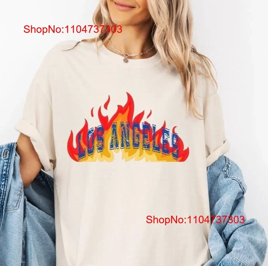 

Los Angeles Fire T Shirt Support LA Firefighters Forest Awareness vintage Washed Breathable Stretched Versatile homme