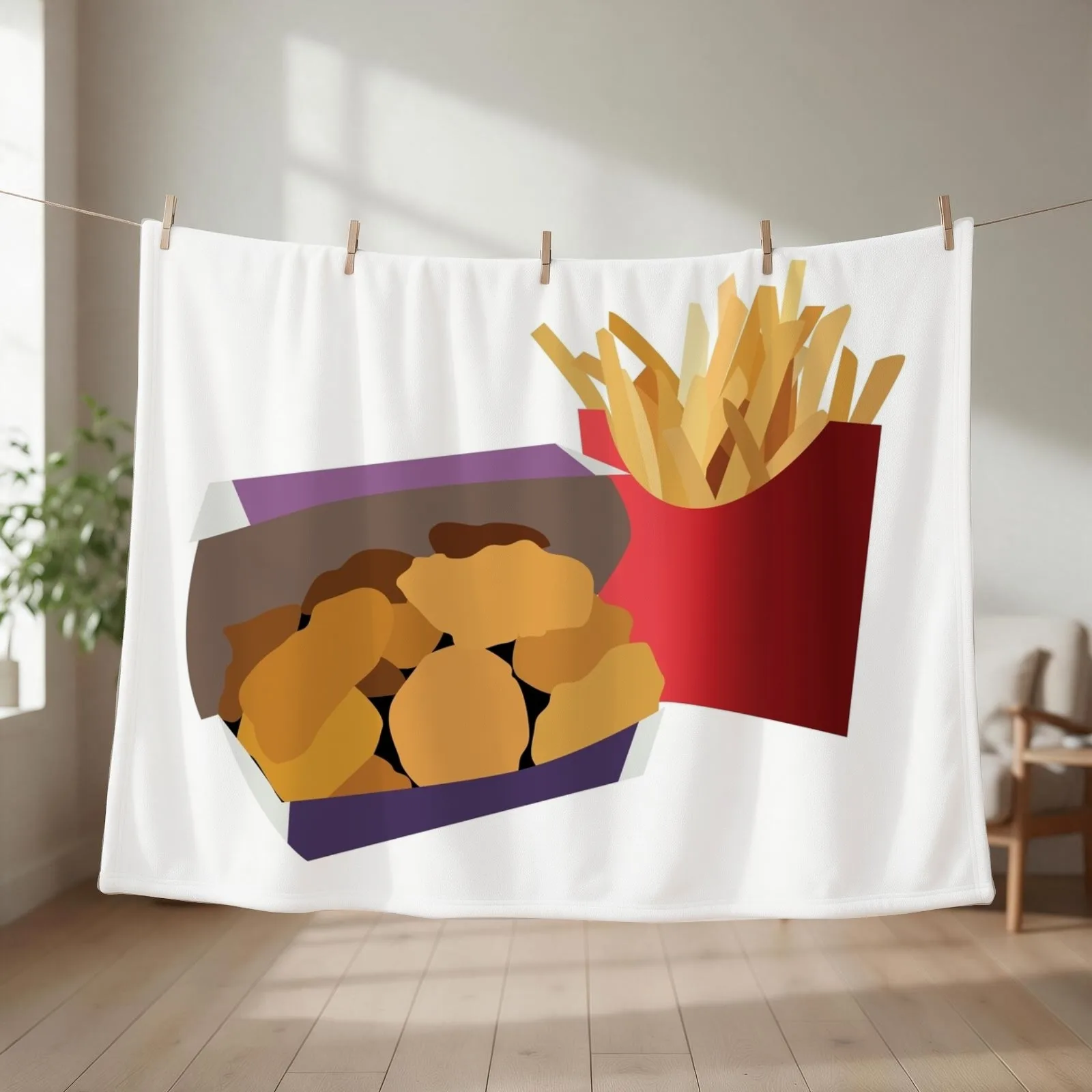 Chicken Nuggets and Fries Throw Blanket christmas decoration Bed linens Plaid Blankets For Sofas Blankets