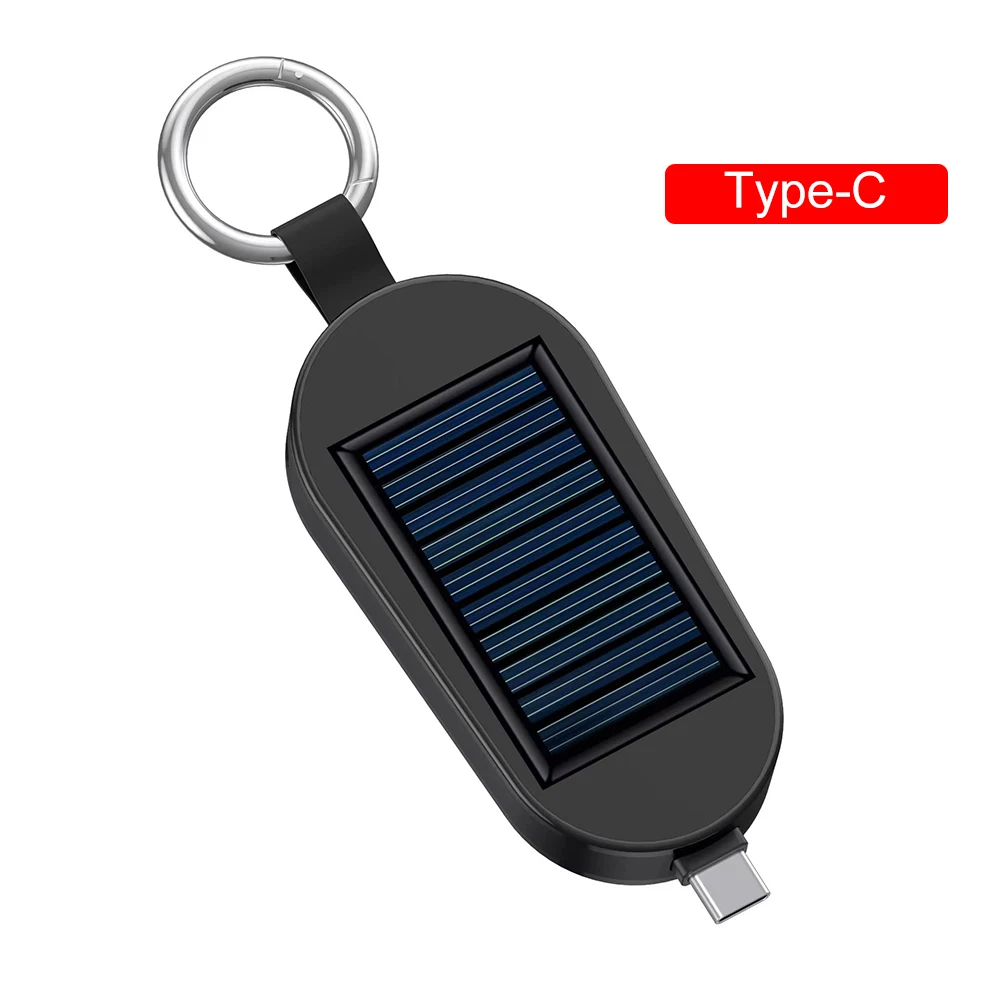 3000mAh Solar Power Bank Fast Charging Type-C/For iPhone Wireless Charger for Apple Watch Portable External Power Bank Keychain