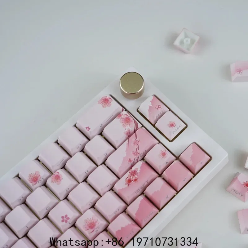 Generic Blossom Side Print Keycaps – PBT Doubleshot Cherry Profile, 128 Keys Shine Through for MX Mechanical Keyboard