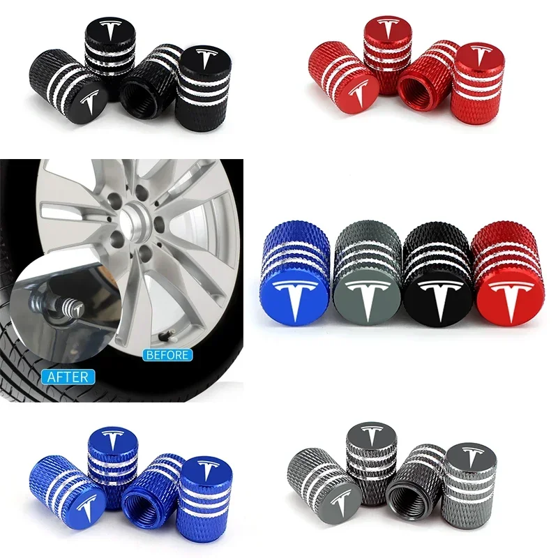 Car Anti Theft Valve Caps Wheels Tyre Valve Stem Cover for Tesla Roadster Model S X 3 Y P75D P85D P90D P100D Auto Accessories