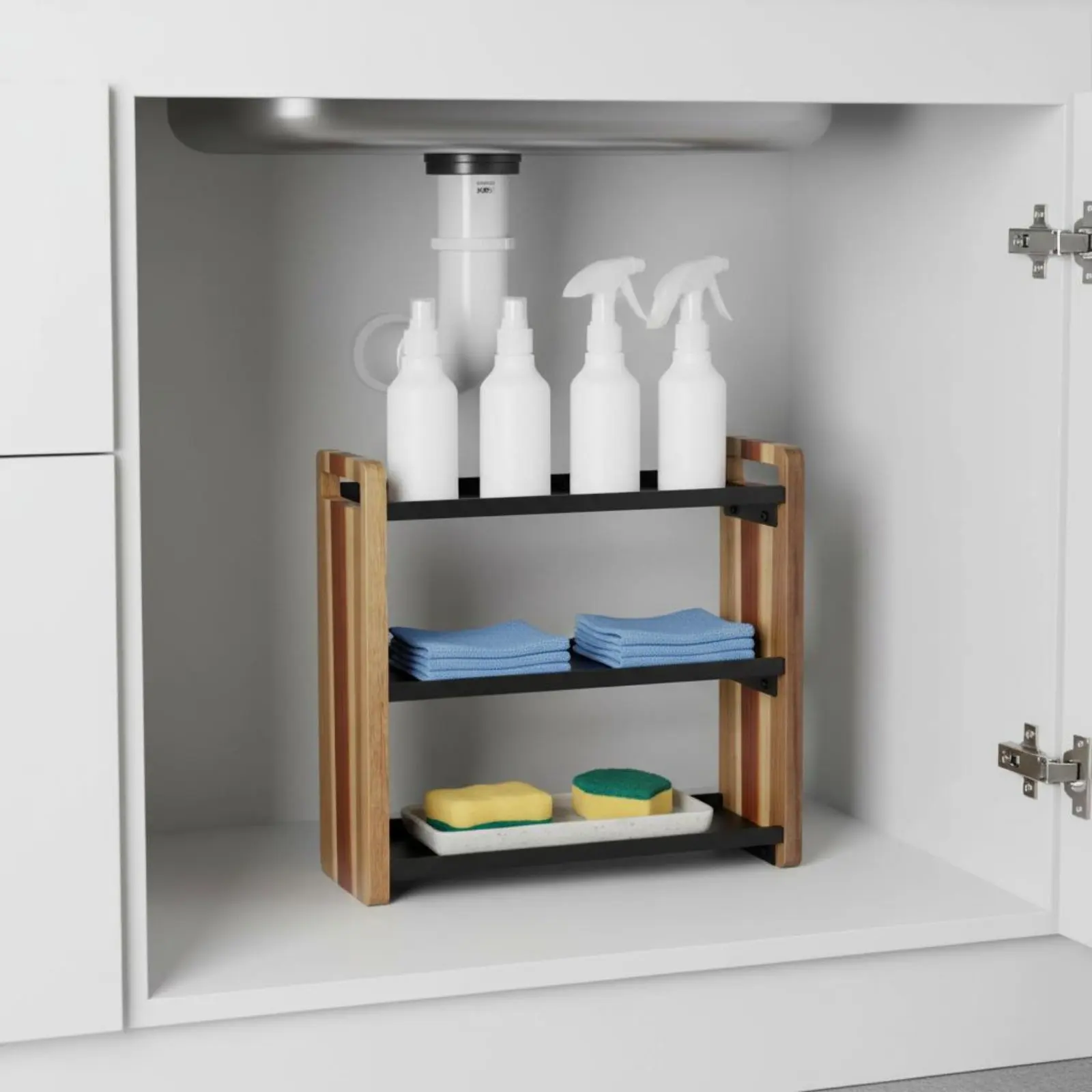 3-Tier Storage Rack Multi-Purpose Bathroom Countertop Shelf 3 Tier Bathroom Shelf Space Saving Under Sink Organizer Sturdy