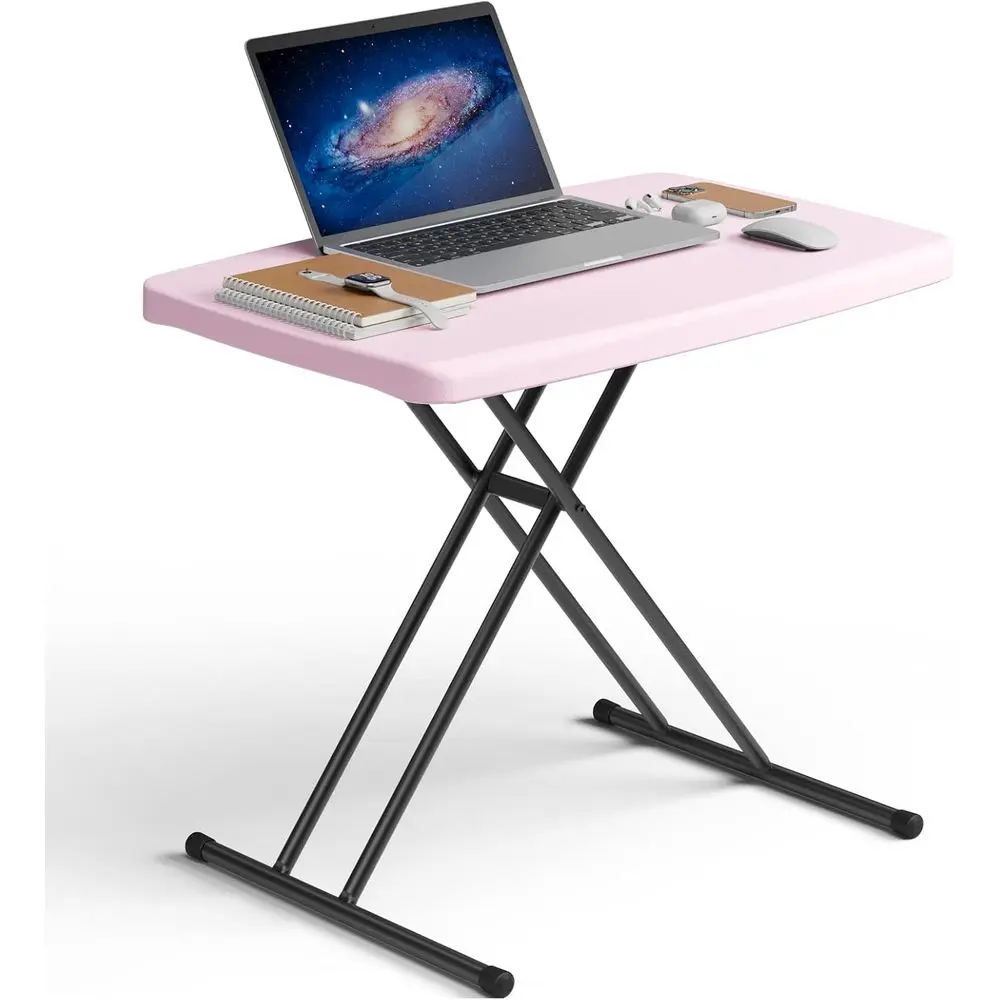 

Портативный регулируемый по высоте столик на 30 уровней для телевизора, ноутбука или кемпинга — прочный, компактный, розовый гранитный цвет