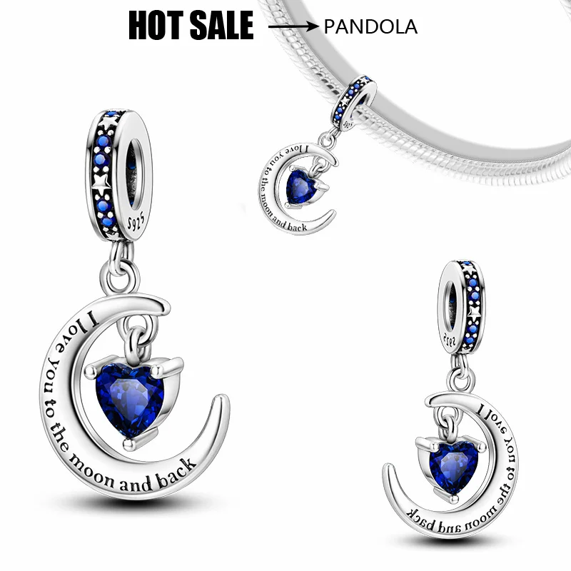 

Moon Heart Charm Bead Suitable for Original 925 Sterling Silver Pandora Bracelet DIY Exquisite Crafted Gift