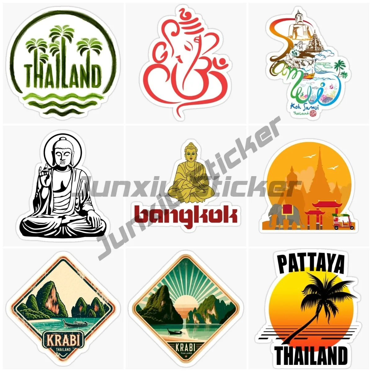 

PATTAYA KRABI Bangkok Buddha Statue Scenery Car Stickers Vinyl Autohesion Decorate Motocross Decals