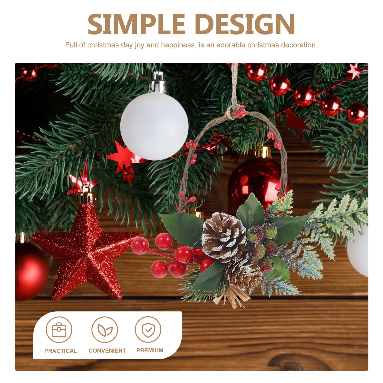 

Christmas Ornaments Tiny Wreaths for Crafting Mini Crafts Pendant Wrought Iron Tree Hanging