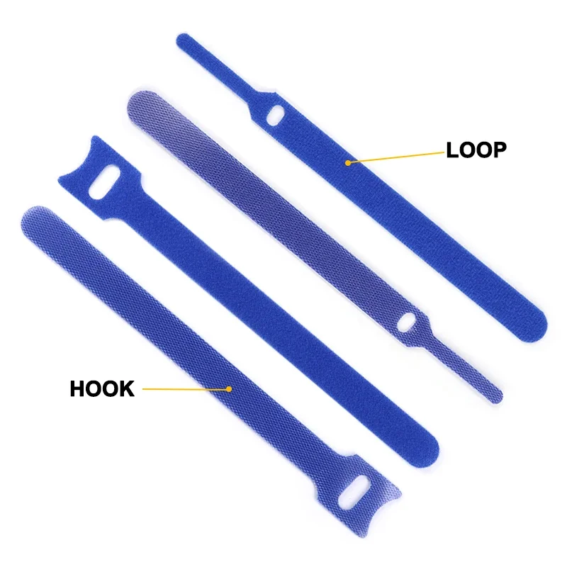 10/20/50/100Pcs Blue Reusable Fastening Cable Tie Adjustable Nylon Hook and Loop Line Ties DIY Cable Organizer Management Strap