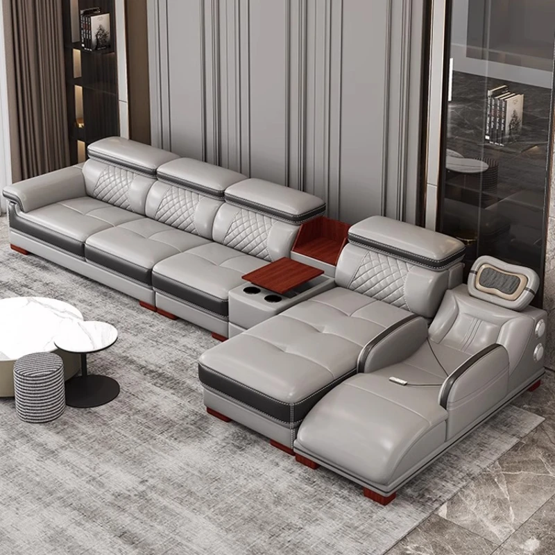 Reclining Massage Living Room Sofas Fancy Modern Nordic Sectional Couch Lounge Leather Divani Da Soggiorno Home Furniture