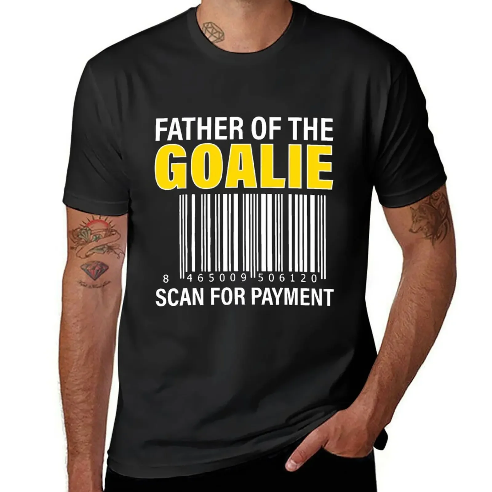 Father Of The Goalie Scan For Payment Goalie Dad T-Shirt oversized t shirt custom t shirt vintage clothes customs mens clothing