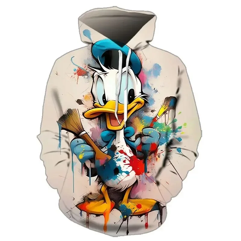 Disney Children\'s Hoodie Donald Duck Boy Girl Pullover 3D Cartoon Print Oversized Hoodie MINISO Men\'s Hoodie New Men\'s Clothing