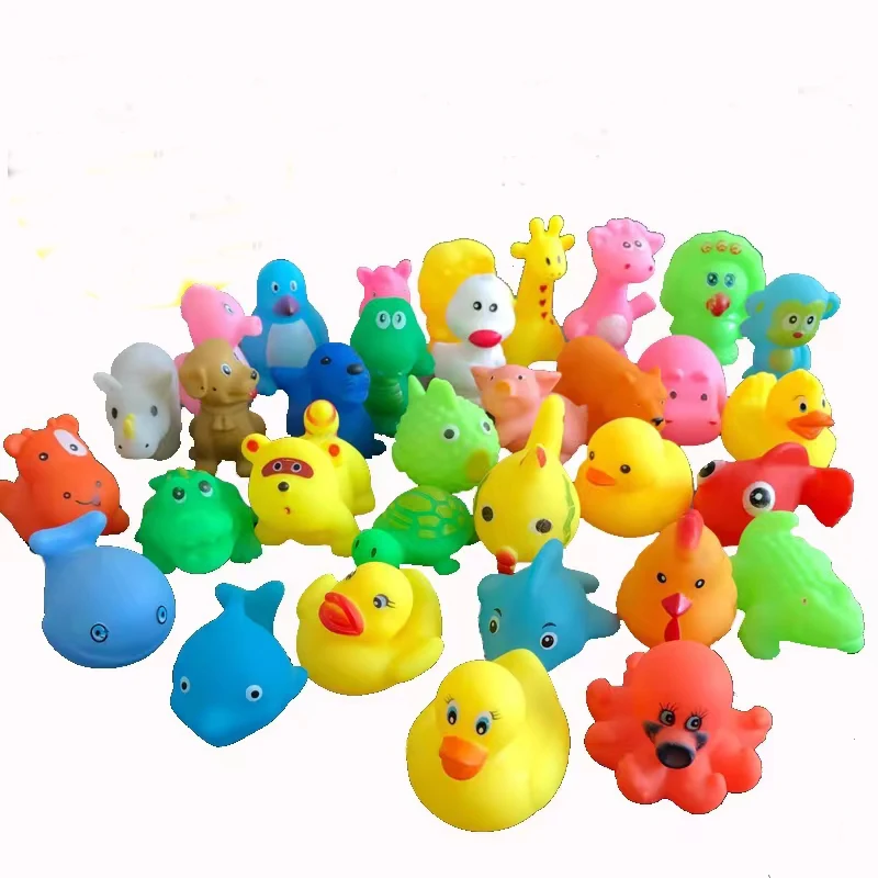 10Pcs/Set Cute Animals Swimming Water Toys For Children Soft Rubber Float Squeeze Sound Squeaky Bathing Toy For Baby Bath Toys