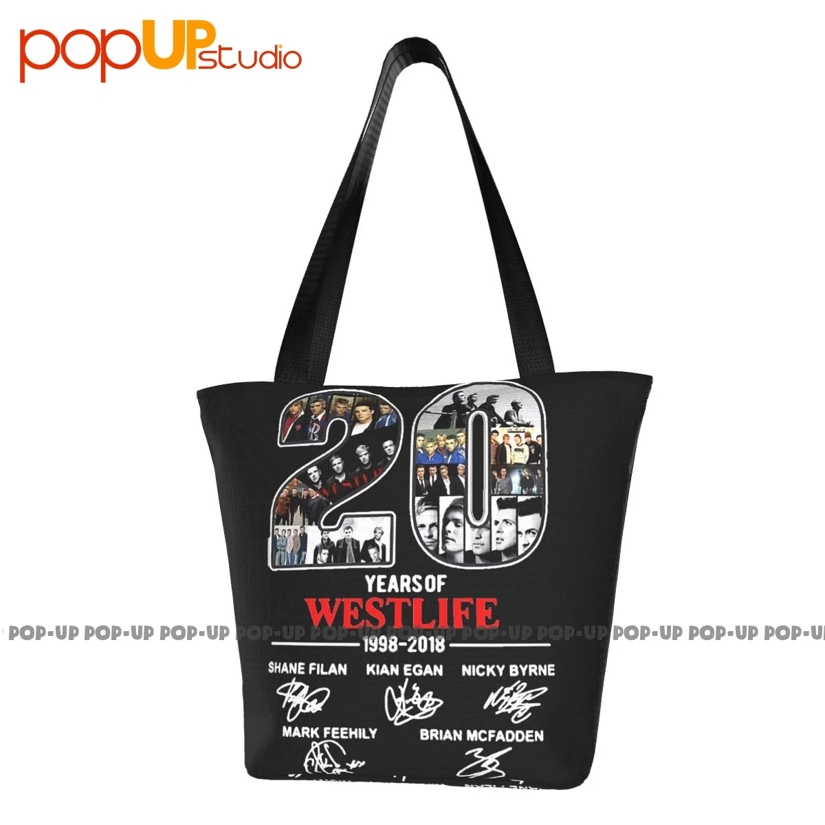 

20 Years Of Westlife 1998-2018 Signatures Pop Band Casual Handbags Polyester Shopping Bag Carrying Bag