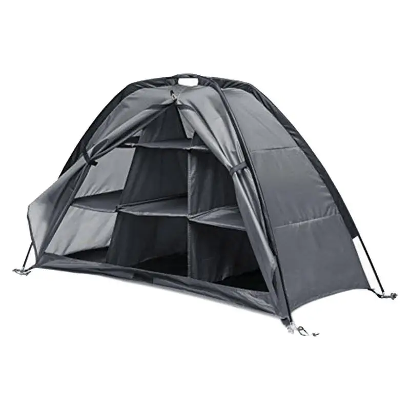 Outdoor Storage Shed 9 Grid Foldable Zipper Tent 210D Oxford Cloth Storage Supplies for Barbecue Camping and Outdoor Dining