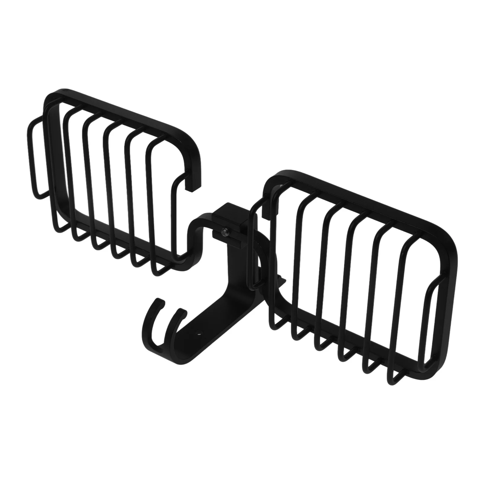

Black Vintage Self Adhesive Wall Mounted Bathroom Soap Holder 2 Basket Aluminum Shelf Tray with Hook for Shower Laundry Kitchen