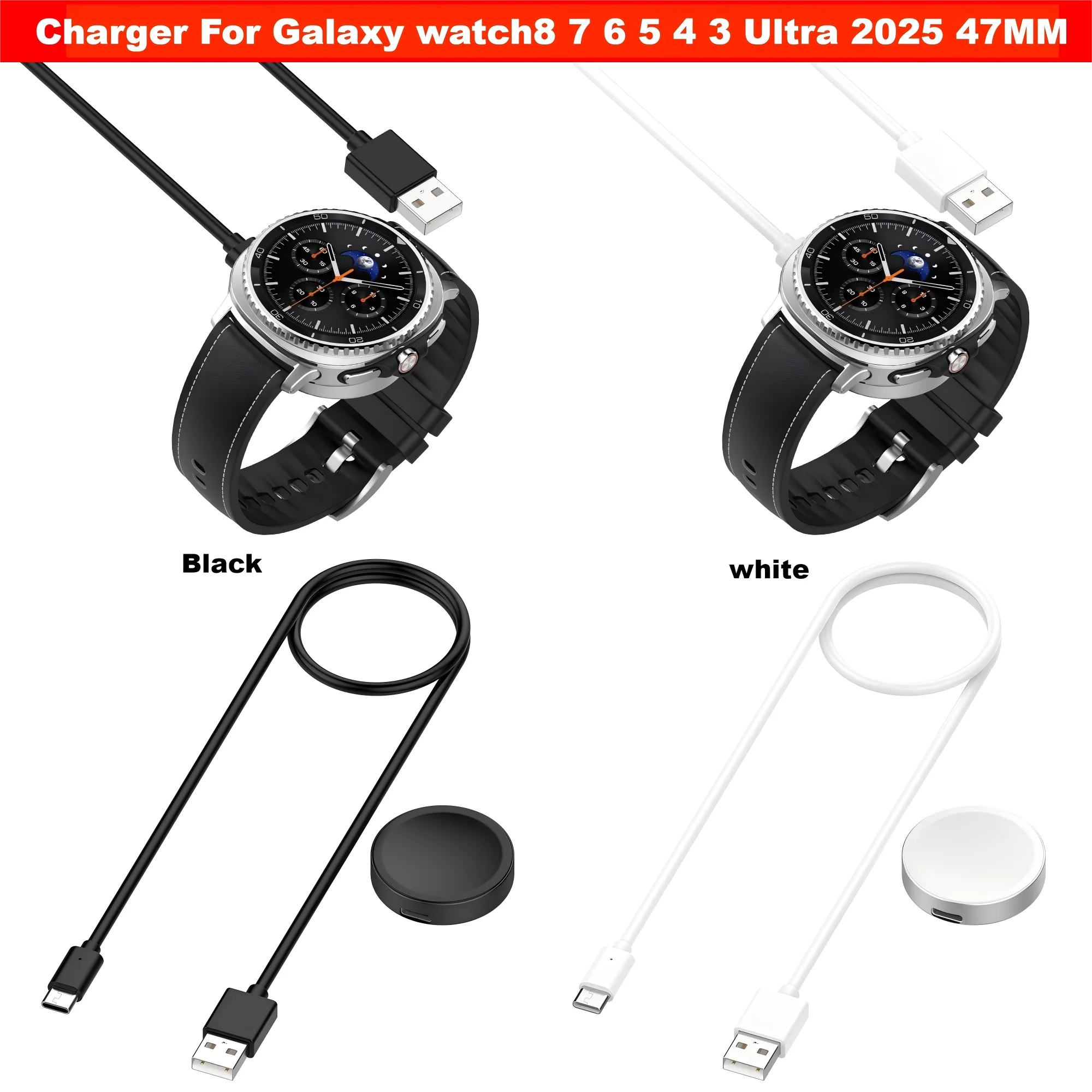 Зарядное устройство для умных часов Samsung Galaxy watch 8 7 6 5 4 3 Кабель для зарядки часов Galaxy watch Ultra 2025 47 мм Адаптер Galaxy watch8