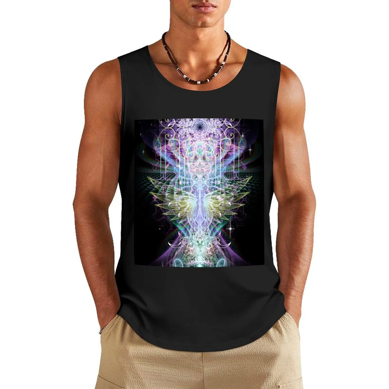

sacred geometry ayahuasca Tank Top Men's summer vest basketball t shirt gym