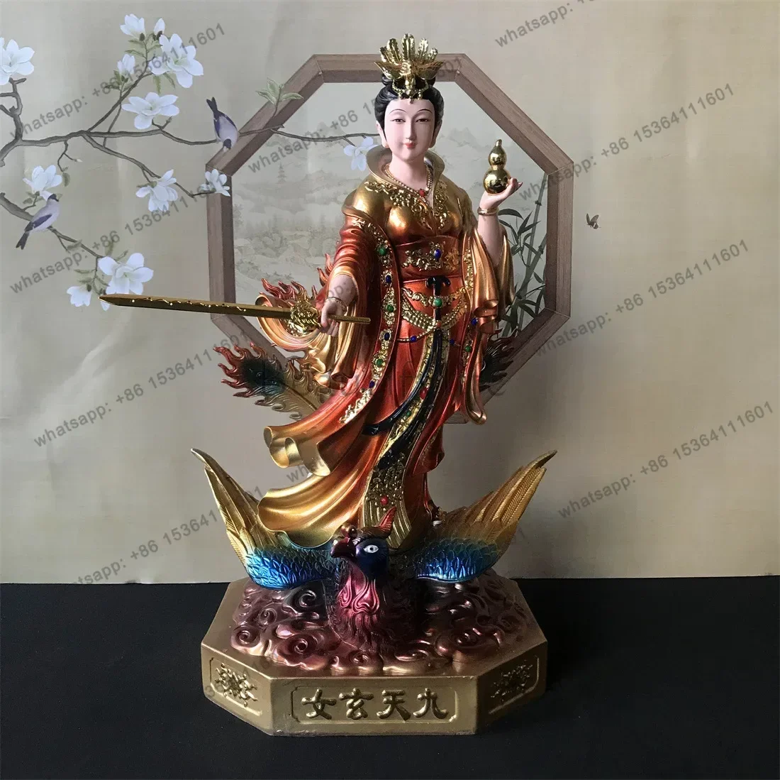 PG   resin painted nine-day goddess statue  nine-day holy mother goddess bring in wealth and treasure town house ornaments