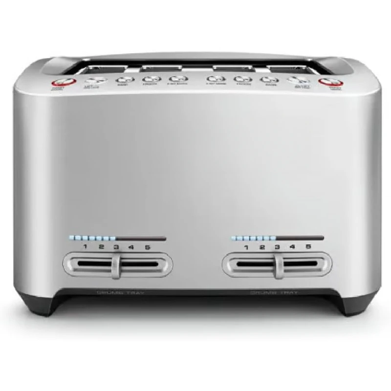 Die-Cast Smart Toaster, 4-Slice, Brushed Stainless Steel