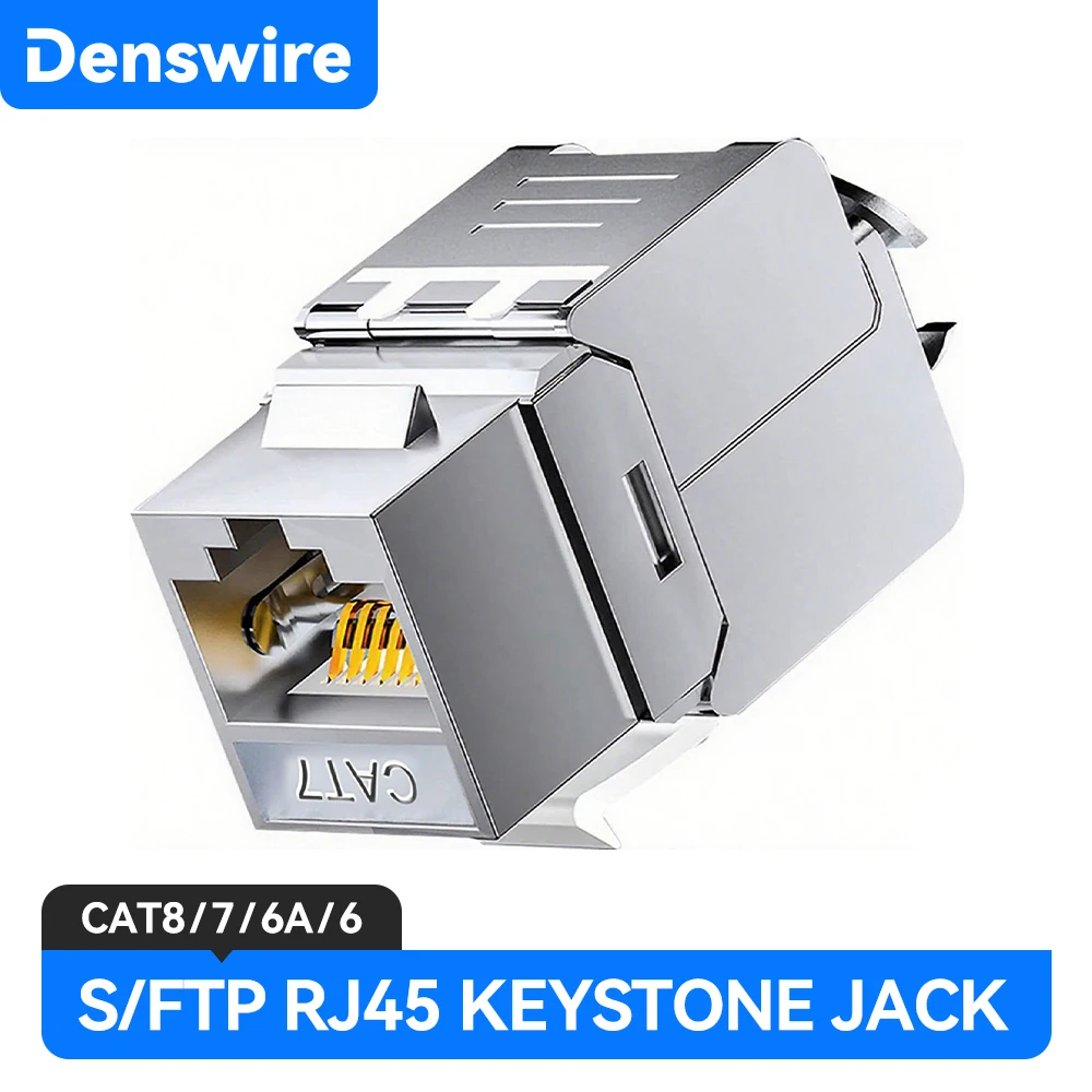 

Denswire Cat7 Toolless Keystone Jack, STP CAT6A 10G Female RJ45 Coupler Zinc Shielded, Modular RJ45 Ethernet Coupler