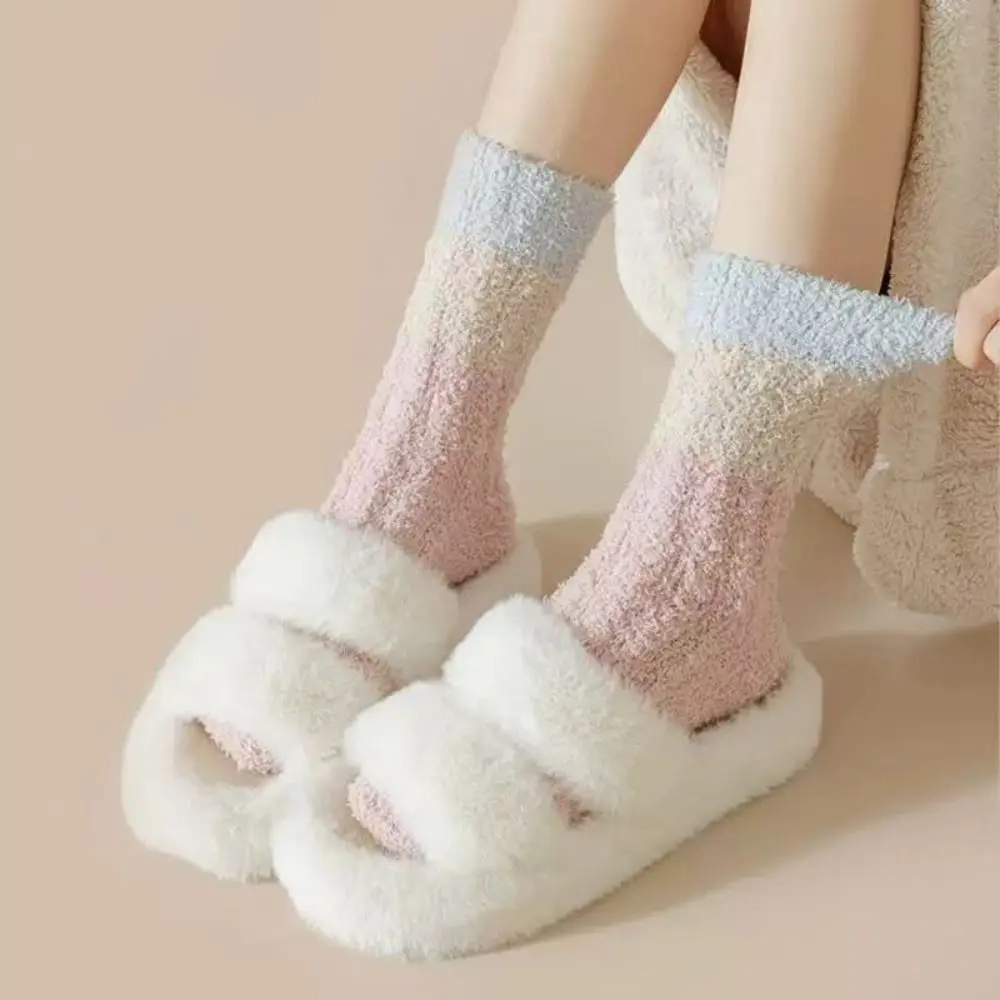 3Pairs سميكة المرجان جوارب صوف الشتاء شريط الطابق أفخم الجوارب الجوارب النوم منتصف جوارب أنبوبية النساء للإناث الرجال #2