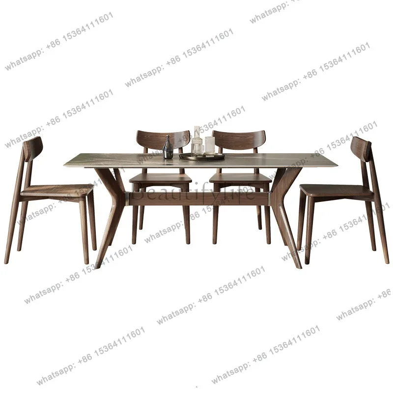 

Slate dining table ash wood solid wood modern simple household small rectangular Nordic table