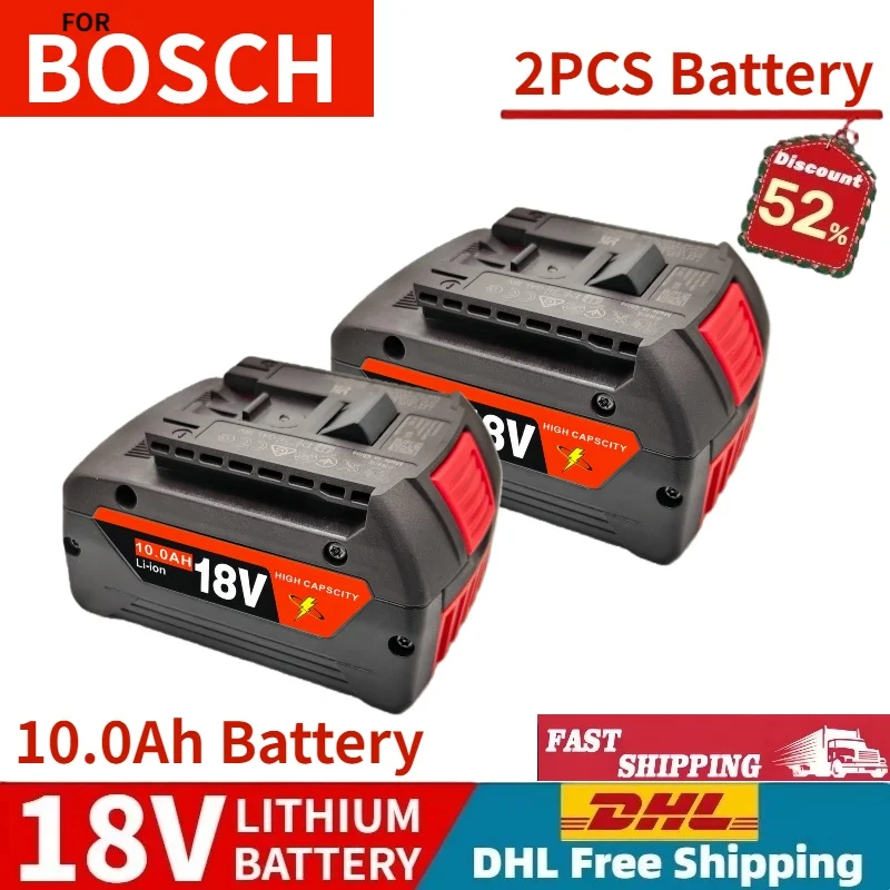 

18V 10.0Ah lithium-ion power tool battery replaceable Bosch 18V battery GSR GSB BAT618 BAT609 for Bosch power tools with charger