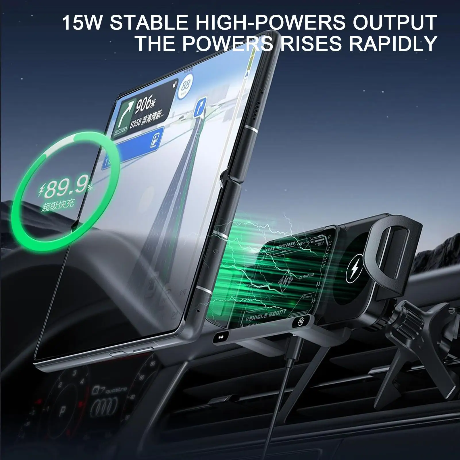 

For HUAWEI Mate X/ Vivo X Fold/Samsung Galaxy Z Fold/Xiaomi MIX Fold Wireless Car Charger Mount Phone Holder For Vehicles