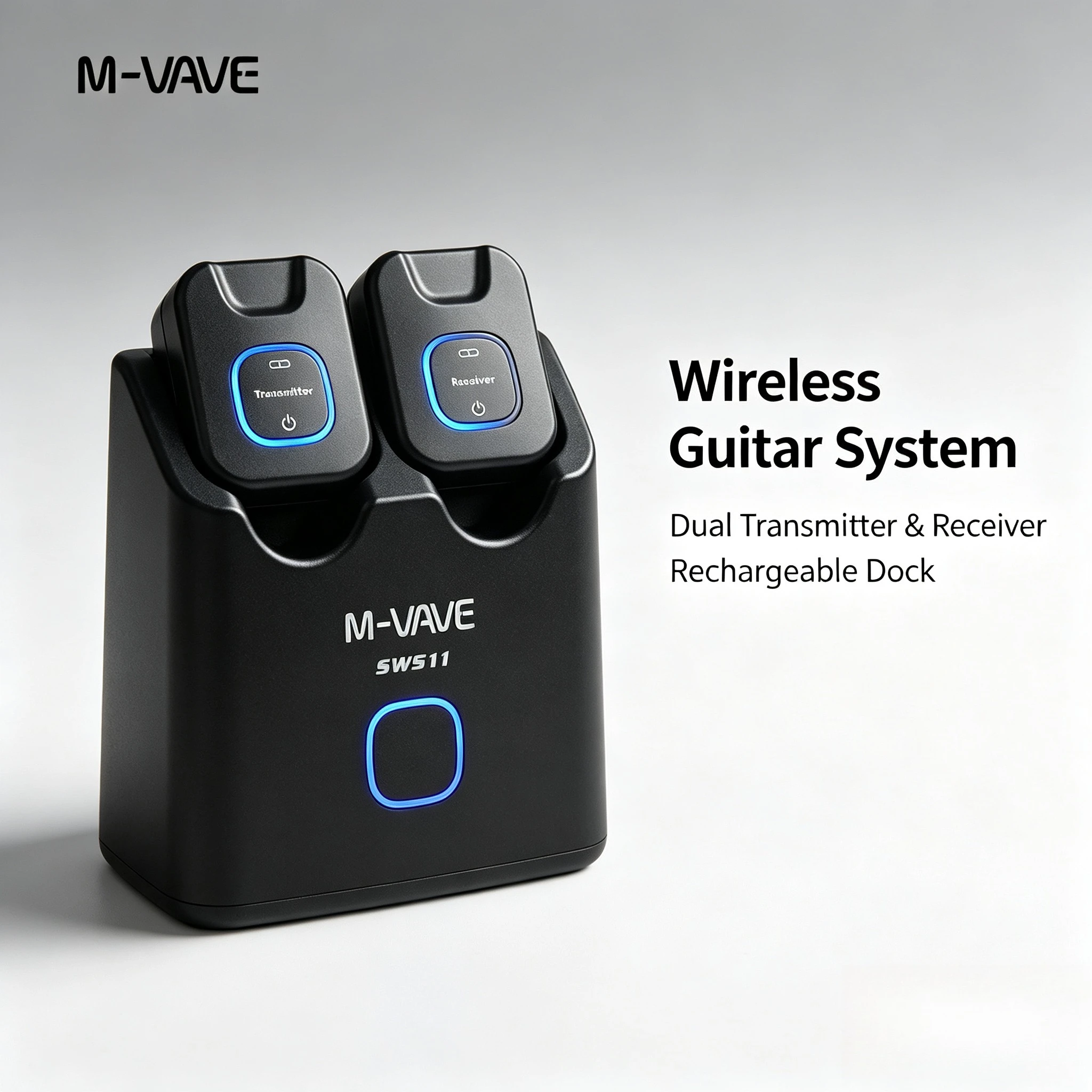 M-VAVE SWS11 Plug-and-Play Wireless Guitar Transmitter and Receiver Set: Long-Lasting Battery Life Charging Case, Low-Interference Audio Transmission, Instrument Switcher for Live Band Performances