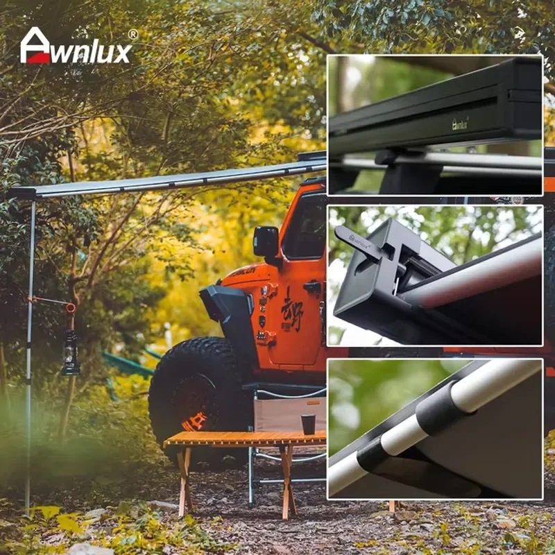 Awnlux Retractable 2.5X2.5M 4X4 Accessories Outdoor Travel Aluminum SUV Car Side Awning for Camper view 2