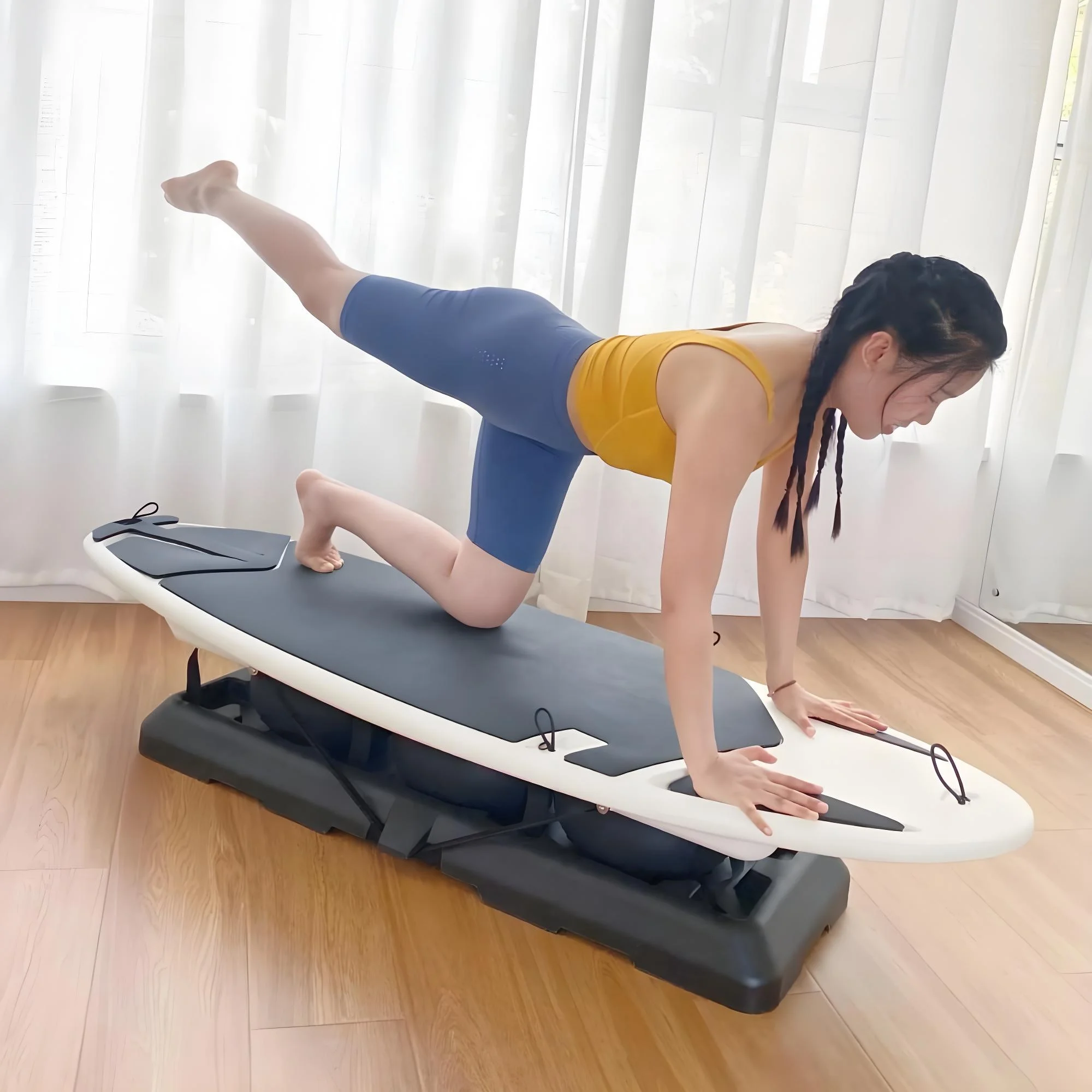 

Customized Professional Pilates Reformer Board Surfing Machine Multifunctional Surfboard Spring System Home Fitness