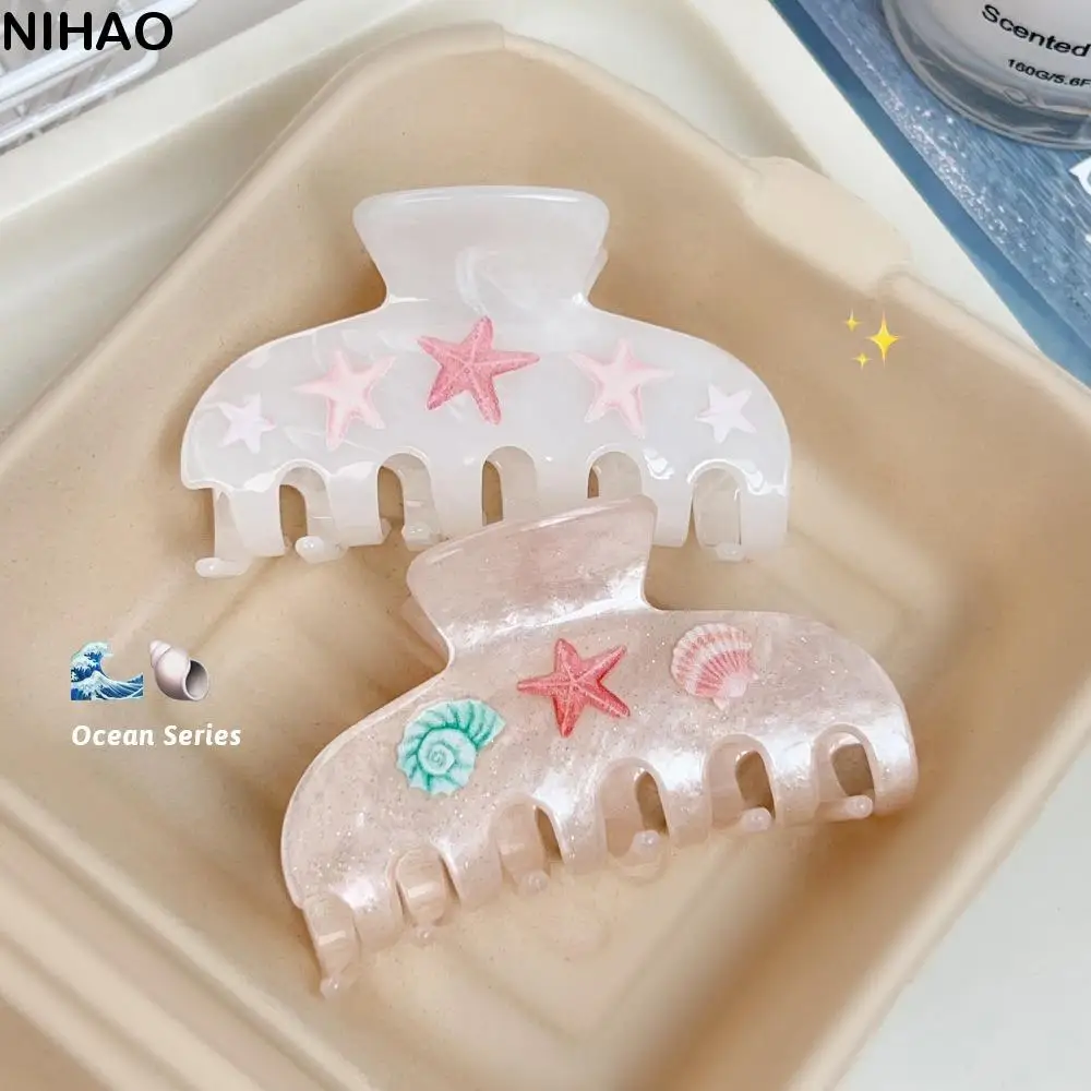 

Cherry Starfish Hair Claw Acetate Ocean Acetic Acid Hair Clip Shark Clip Hair Accessories Sea Star Grab Clip Vacation