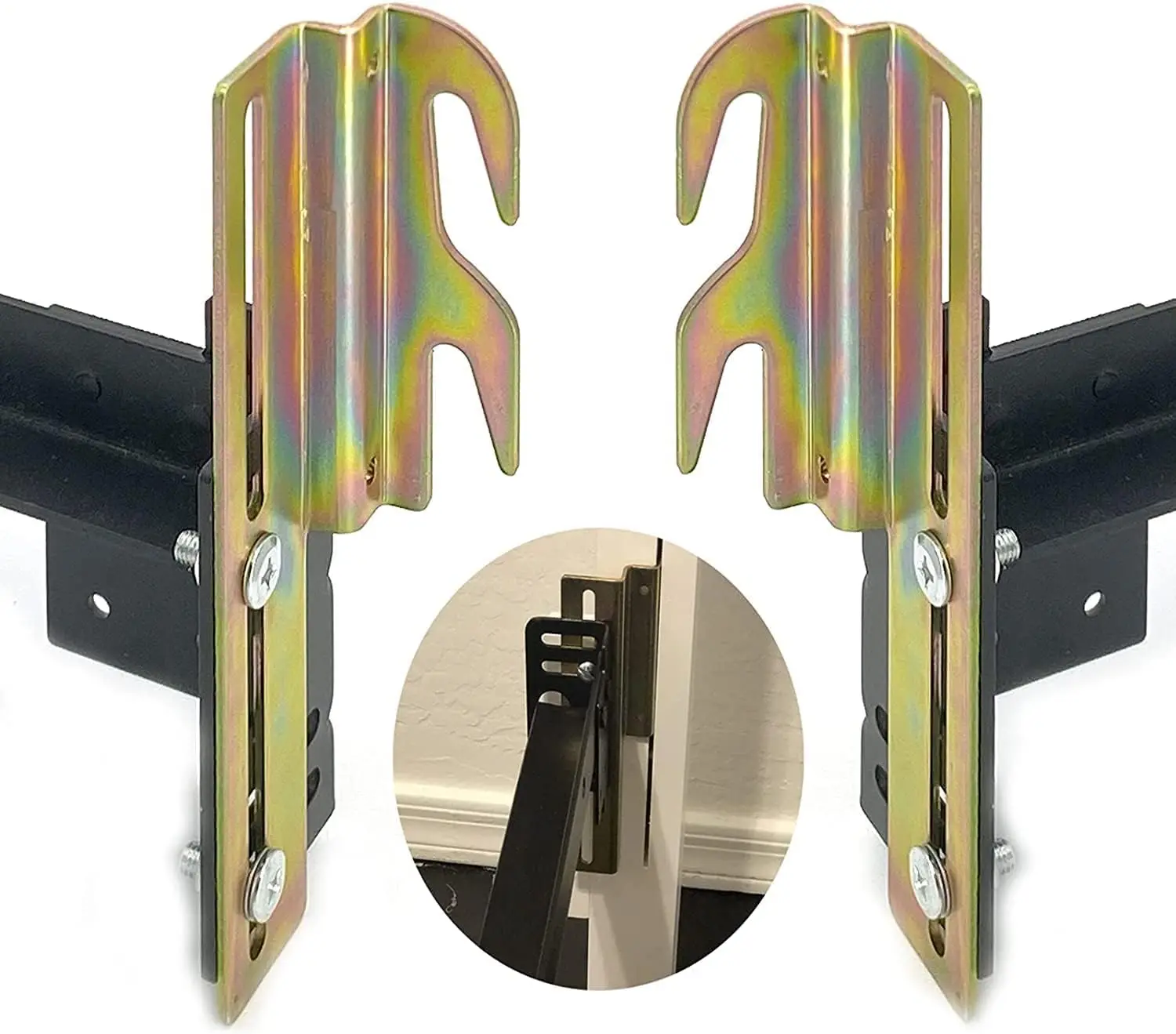 

4Pcs 711 Bed Frame Bolt On To Hook On Conversion Brackets For Headboard With Hardware, Adjustable Bed Rail Hook Plate Pter，Hook