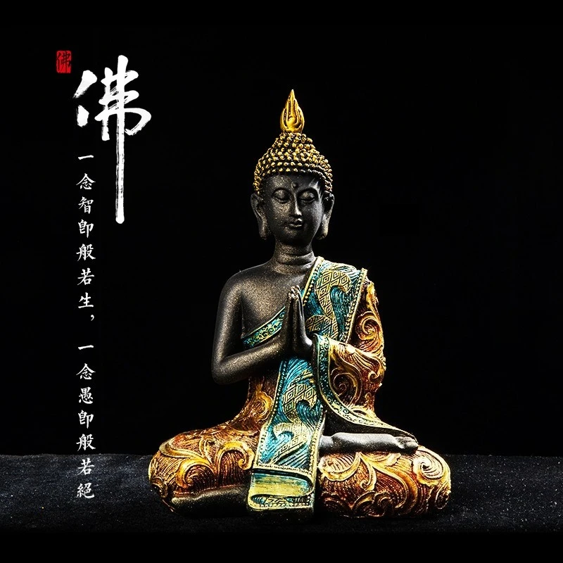 Estatua de Buda Tailandesa para Decoración del Hogar | Figura de Buda Meditando en Resina | Decoración Espiritual Zen para Yoga, Spa, Sala de Estar