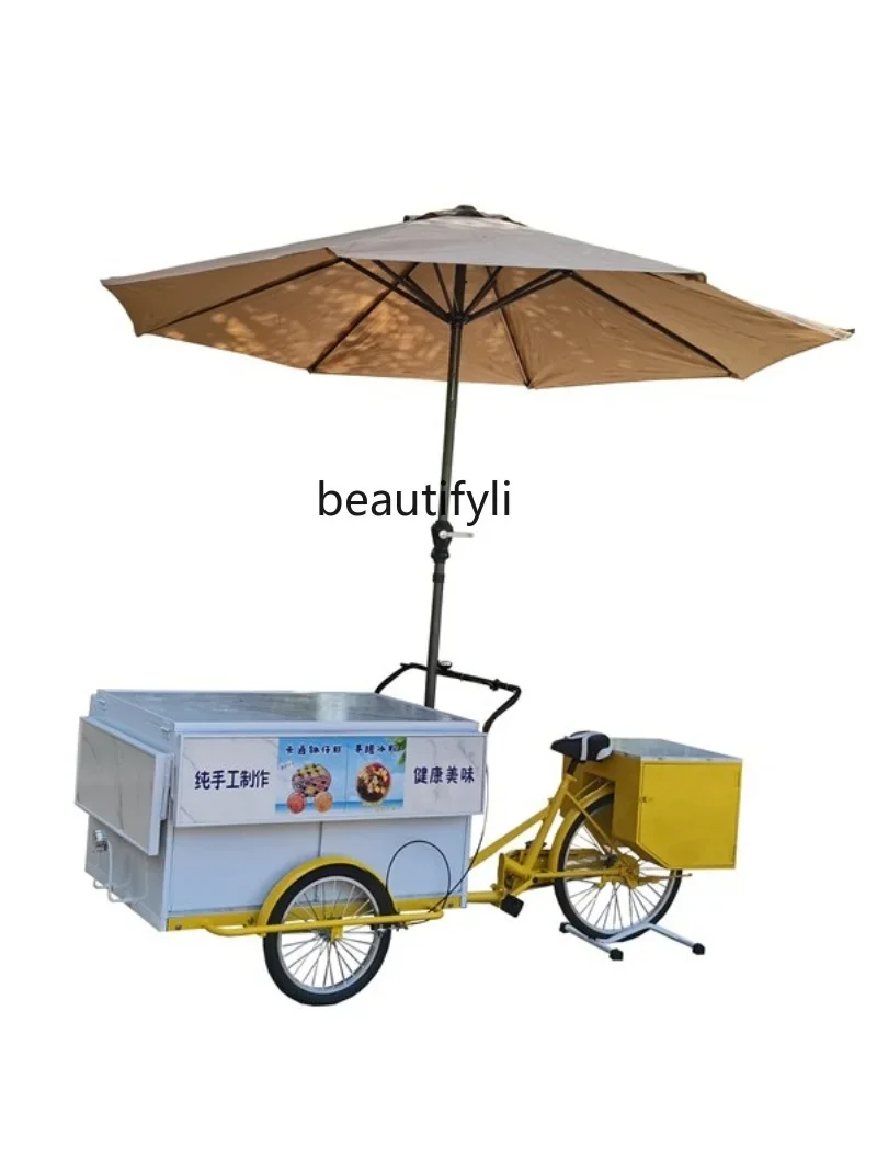 Nordic stall push, night market promotion, wrought iron, flower shop mobile booth, can ride three-wheeled dining car