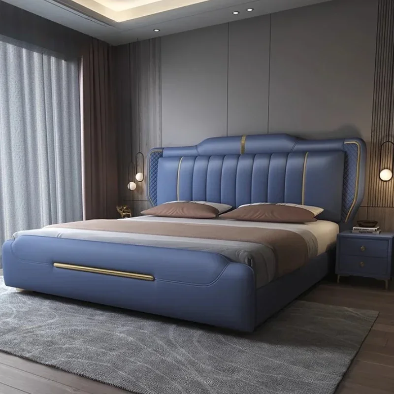 

Italian Light Luxury Bed Leather Modern Bedroom Unusual Romantic Sleeping Princess Bed Girls Fashion Design Beliche Furniture