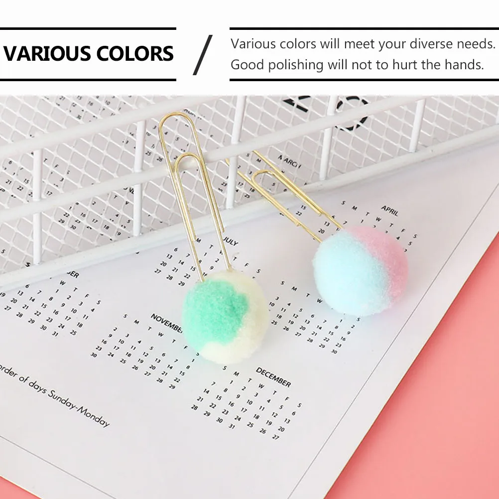 

8 pcs Double-Colored Metal Paper Clips Ball Design Office Stationery Binding Pins Scrapbook Clips