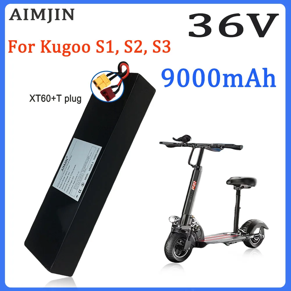 36V 10S3P 9000mAh For Kugoo S1, S2, S3 Scooters 18650  Rechargeable Li-ion Battery pack 500W,Built-in BMS with charger