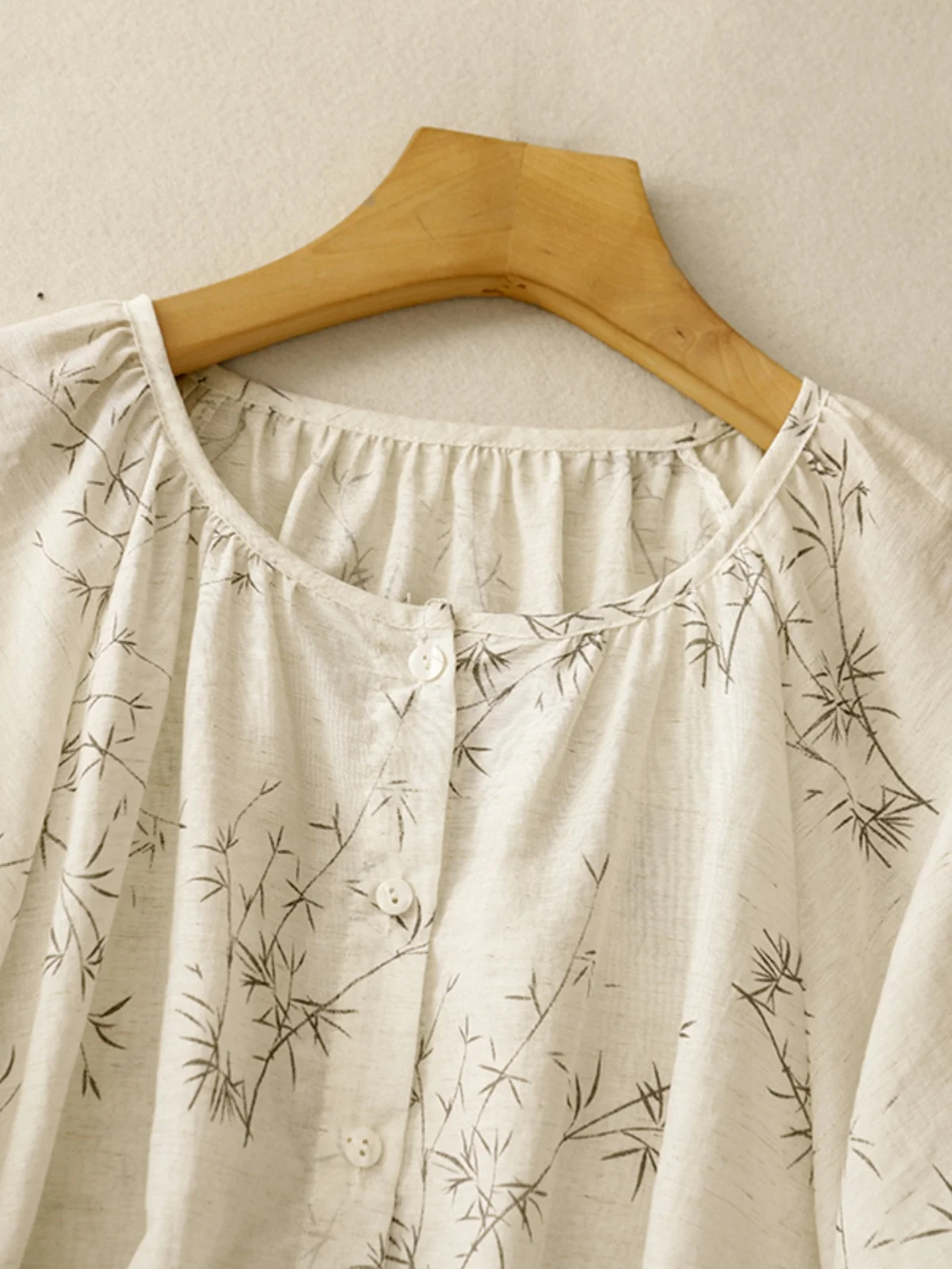 جديد الصينية Sle الاتجاه الوطني الحبر الخيزران طباعة القطن الكتان irt المرأة الصيف أناقة الفن فضفاض التخسيس الكتان ort Sle... #3