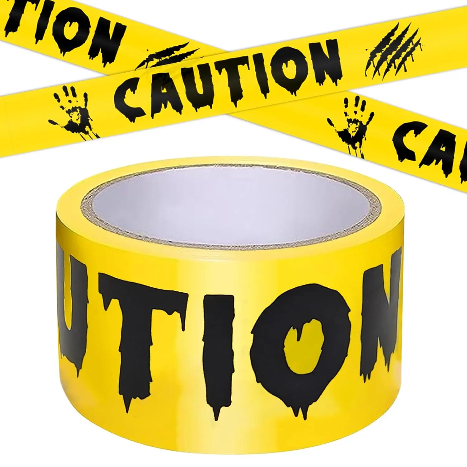 Halloween Decorations Caution Tape,7.5cm×30m Yellow&Black Hazard Warning Tape Safety Barrier for Haunted House, DIY
