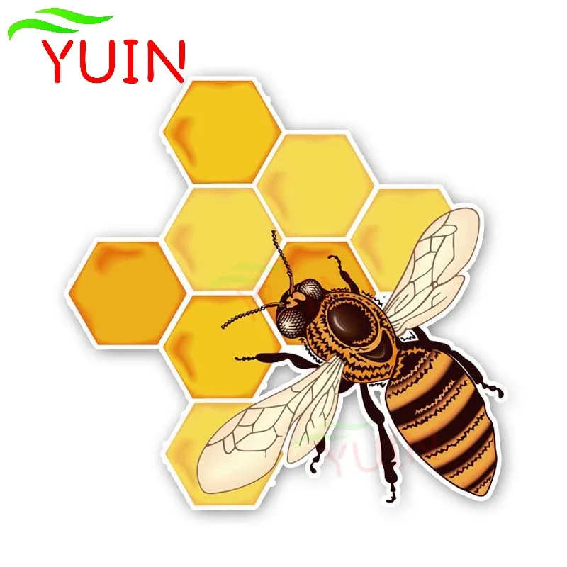 Bees That Eat Honey Interesting Car Sticker Cartoon Style Cars Accessories PVC Decoration Waterproof Exquisite Decal 13*13cm