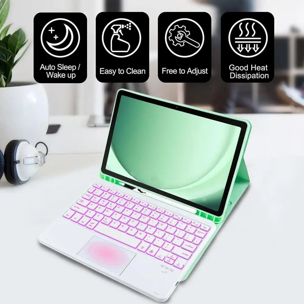 Latency-free Keyboard Keyboard Case Colorful Backlit Keyboard Cover for Samsung Tab A9 Plus Wireless Bluetooth with Protective