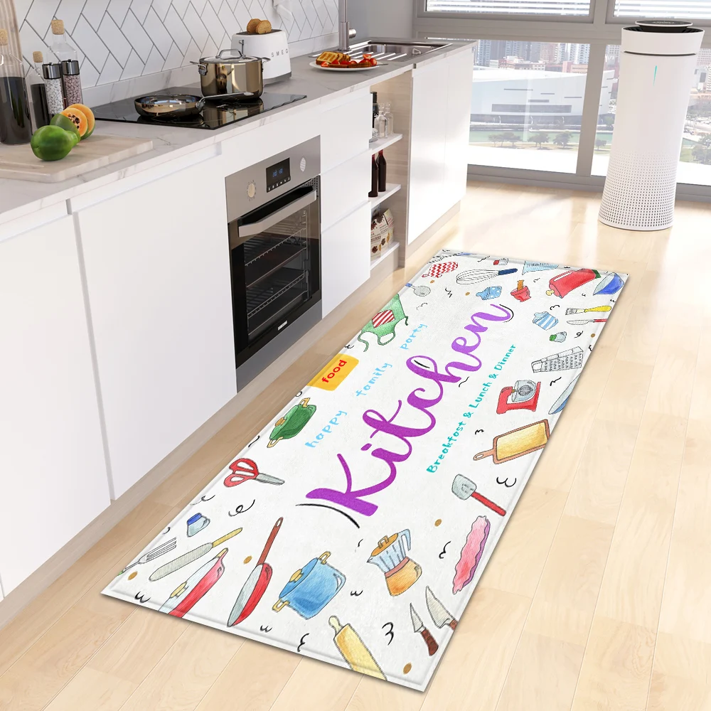 Polymères de sol de cuisine modernes, porte d\'entrée de maison, salon, décor de chambre à coucher, tapis de couloir, balcon, porte d\'entrée, pied